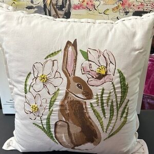 Handmade bunny, crocheted 18 inch pillow